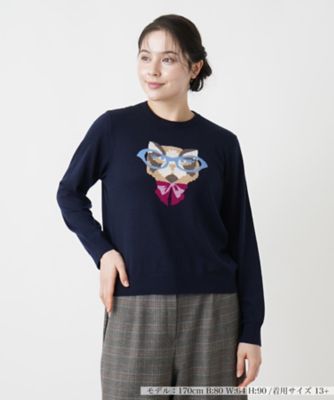 ＜Leilian plus house (Women/大きいサイズ)＞モチーフデザインクルーネックニット