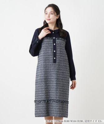 ＜Leilian plus house (Women/大きいサイズ)＞ＭＩＸ素材ワンピース