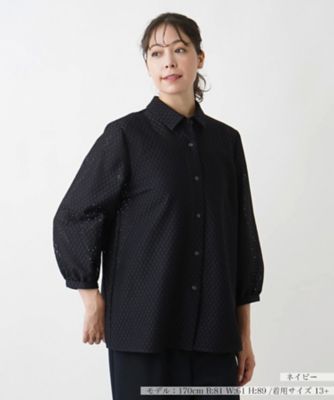 ＜Leilian plus house (Women/大きいサイズ)＞シャツブラウス【Ｌｅｉｌｉａｎ　ＷＨＩＴＥ　ＬＡＢＥＬ】