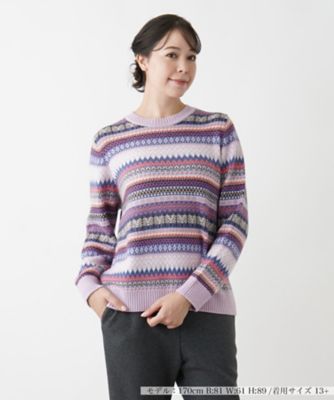 ＜Leilian plus house (Women/大きいサイズ)＞【店舗人気】ノルディック調ボーダーニット
