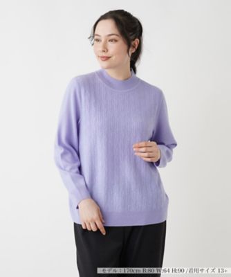 Leilian plus house (Women/大きいサイズ)/レリアン　プラスハウス カシミヤ編地切替ハイネックニット