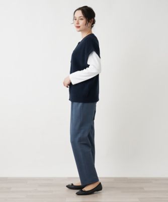 カシミヤクルーネックニットベスト