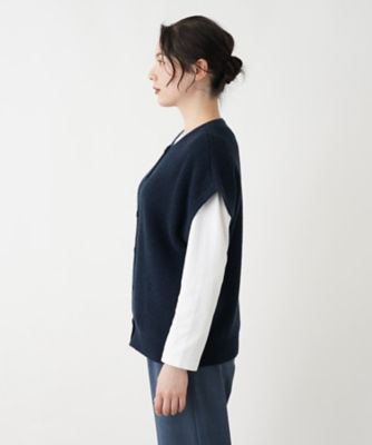 カシミヤクルーネックニットベスト