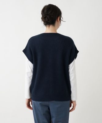 カシミヤクルーネックニットベスト