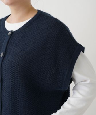 カシミヤクルーネックニットベスト