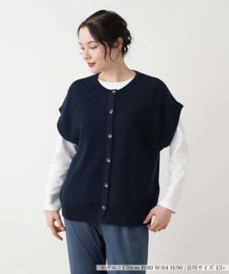 ＜Leilian plus house (Women/大きいサイズ)＞カシミヤクルーネックニットベスト
