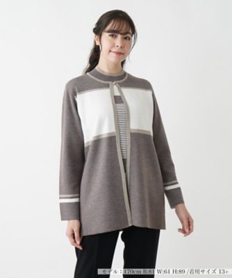 ＜Leilian plus house (Women/大きいサイズ)＞【店舗人気】カラーブロックカーディガン