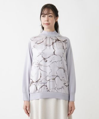 異素材切替ハイネックプルオーバー