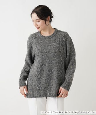 カシミヤ混ケーブル編みニット【Ｌｅｉｌｉａｎ　ＷＨＩＴＥ　ＬＡＢＥＬ】【ＢＩＡＧＩＯＬＩ】
