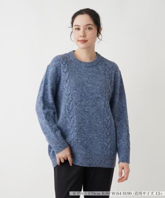 ＜Leilian plus house (Women/大きいサイズ)＞カシミヤ混ケーブル編みニット【Ｌｅｉｌｉａｎ　ＷＨＩＴＥ　ＬＡＢＥＬ】【ＢＩＡＧＩＯＬＩ】