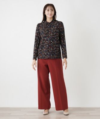 Leilian PLUS HOUSE / レリアンプラスハウス 【店舗人気】幾何学柄ハイネックカットソー【Leilian WHITE LABEL】 ボタニカル柄ハイネックカットソー【Leilian WHITE