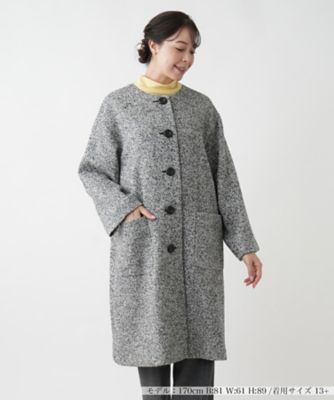 ＜Leilian plus house (Women/大きいサイズ)＞ツイードノーカラーコート【Ｌｅｉｌｉａｎ　ＷＨＩＴＥ　ＬＡＢＥＬ】