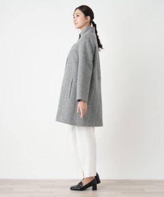 SALE！　Leilian レリアン シルク 絹 スタンドカラー コート 9号 Leilian #wnc レリアン コート ステンカラーコート 9 黒 シルク