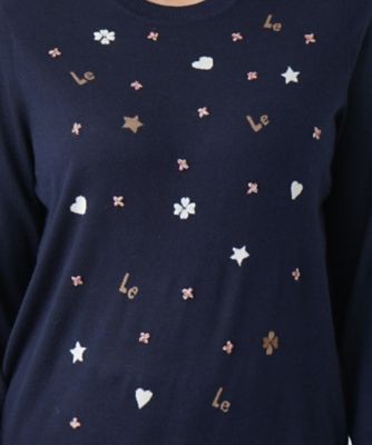 【店舗人気】モチーフ刺繍クルーネックニット【Ｌｅｉｌｉａｎ　ＷＨＩＴＥ　ＬＡＢＥＬ】