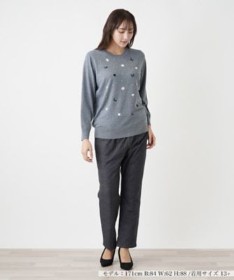 【店舗人気】モチーフ刺繍クルーネックニット【Ｌｅｉｌｉａｎ　ＷＨＩＴＥ　ＬＡＢＥＬ】