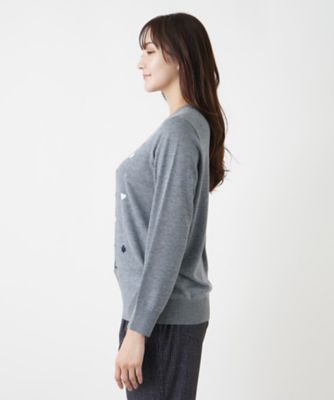 【店舗人気】モチーフ刺繍クルーネックニット【Ｌｅｉｌｉａｎ　ＷＨＩＴＥ　ＬＡＢＥＬ】
