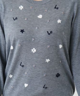 【店舗人気】モチーフ刺繍クルーネックニット【Ｌｅｉｌｉａｎ　ＷＨＩＴＥ　ＬＡＢＥＬ】