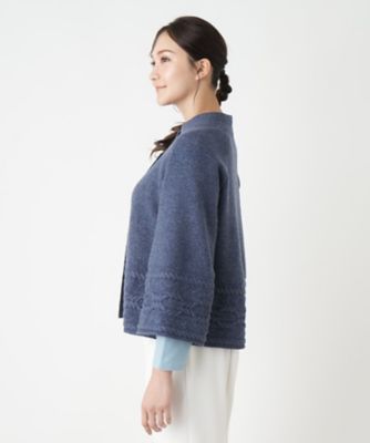 スタンドカラーニットジャケット【Leilian WHITE