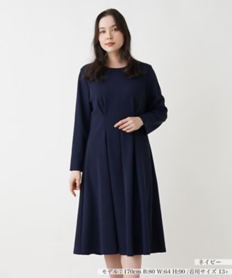 ＜Leilian plus house (Women/大きいサイズ)＞プリーツフレアワンピース【Ｌｅｉｌｉａｎ　ＷＨＩＴＥ　ＬＡＢＥＬ】