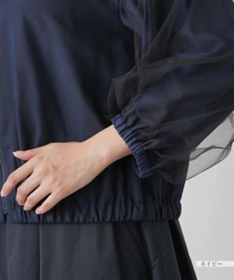 1640y美品 レリアン プラスハウス チュールジップブルゾン 13 黒 ジップブルゾン【THE NEW】 | Leilian plus house (Women