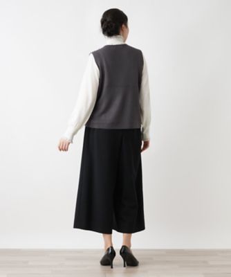 美品レリアン　プラスハウス　春夏ベスト　ネイビー アシンメトリーバックスリットベスト【Leilian
