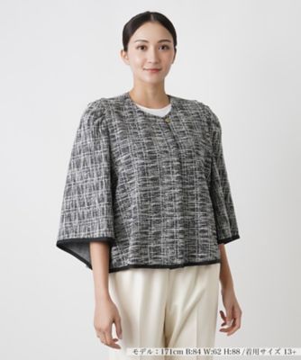 都内で | ノーカラーツイードジャケット Leilian (Women house plus ジャケット・アウター