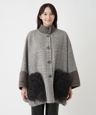 チェック切替スタンドカラーコート【MANZONI24】 | Leilian