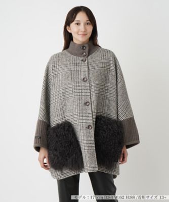 ＜Leilian plus house (Women/大きいサイズ)＞チェック切替スタンドカラーコート【ＭＡＮＺＯＮＩ２４】