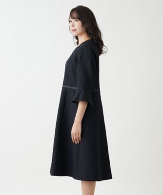 ★送料無料★大きいサイズ✨Leilian レリアン　幾何学模様 フリル ワンピ ワンピース【THE NEW】【Leilian WHITE