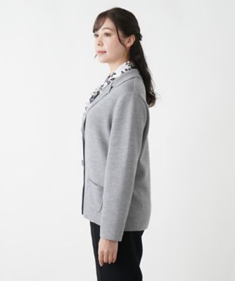 レリアン アウター ニットジャケット ウールカシミヤ混 大きいサイズ 日本製 毛 ニットテーラードジャケット | Leilian plus house (Women