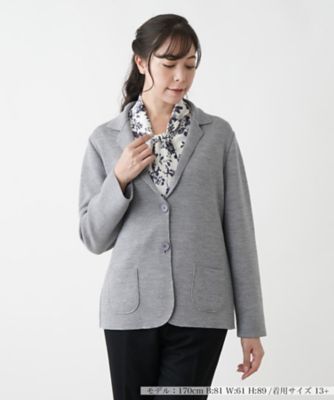 未使用 Leilian レリアン パターンウールニットジャケット 大きいサイズ Leilian（レリアン） ジッパーニットジャケット ウール100