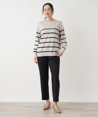 ラメボーダークルーネックニット【Ｌｅｉｌｉａｎ　ＷＨＩＴＥ　ＬＡＢＥＬ】