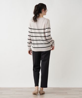 ラメボーダークルーネックニット【Ｌｅｉｌｉａｎ　ＷＨＩＴＥ　ＬＡＢＥＬ】