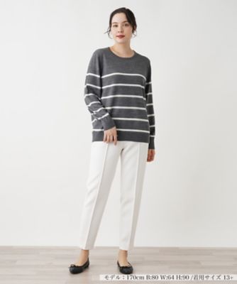 ラメボーダークルーネックニット【Ｌｅｉｌｉａｎ　ＷＨＩＴＥ　ＬＡＢＥＬ】