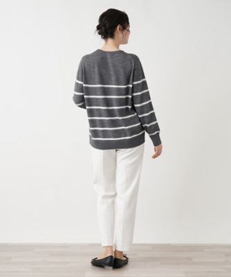 ラメボーダークルーネックニット【Ｌｅｉｌｉａｎ　ＷＨＩＴＥ　ＬＡＢＥＬ】