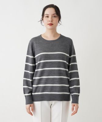 ラメボーダークルーネックニット【Ｌｅｉｌｉａｎ　ＷＨＩＴＥ　ＬＡＢＥＬ】