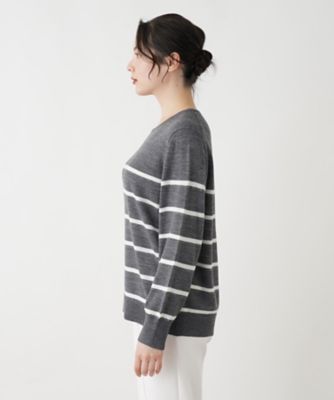 ラメボーダークルーネックニット【Ｌｅｉｌｉａｎ　ＷＨＩＴＥ　ＬＡＢＥＬ】