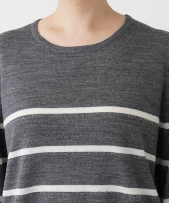 ラメボーダークルーネックニット【Ｌｅｉｌｉａｎ　ＷＨＩＴＥ　ＬＡＢＥＬ】