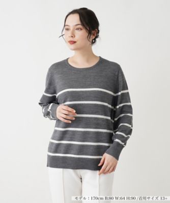 ラメボーダークルーネックニット【Ｌｅｉｌｉａｎ　ＷＨＩＴＥ　ＬＡＢＥＬ】