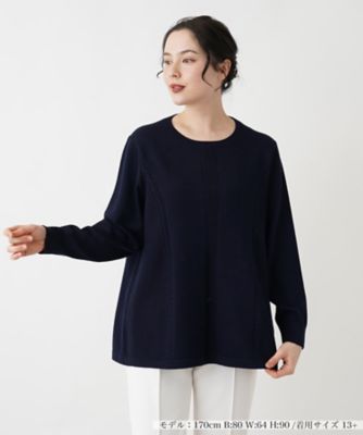 ＜Leilian plus house (Women/大きいサイズ)＞変わり編みクルーネックニット【Ｌｅｉｌｉａｎ　ＷＨＩＴＥ　ＬＡＢＥＬ】
