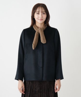 極美品 ✨️UNITED ARROWS アルパカ混 ノーカラーコート 40 黒