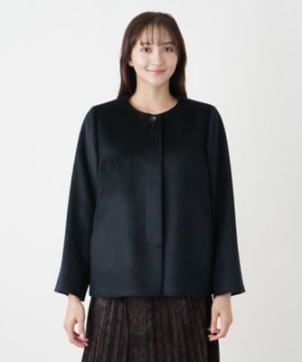 非常に高い品質 アルパカ混ノーカラーコート【MENCHI】 | Leilian plus ジャケット・アウター