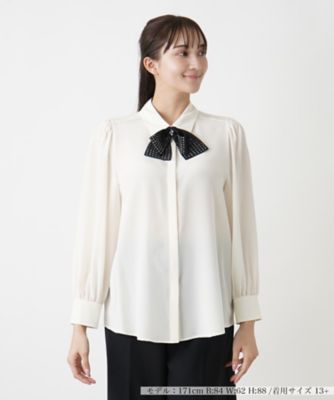 ＜Leilian plus house (Women/大きいサイズ)＞ボウタイブラウス【ＢＯＵＲＧＥ】