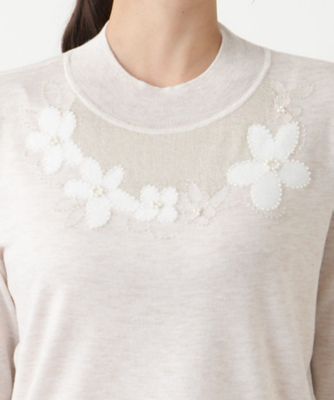 モチーフハイネックニット【Leilian WHITE