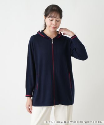 ＜Leilian plus house (Women/大きいサイズ)＞ニットパーカ【Ｌｅｉｌｉａｎ　ＷＨＩＴＥ　ＬＡＢＥＬ】