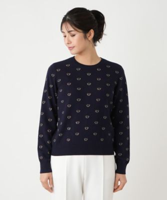 ＜Leilian plus house (Women/大きいサイズ)＞【店舗人気】ハート柄クルーネックニット【Ｌｅｉｌｉａｎ　ＷＨＩＴＥ　ＬＡＢＥＬ】