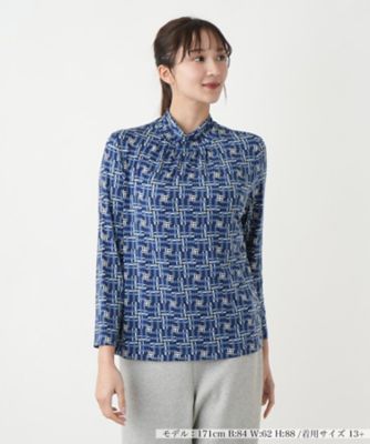 Leilian plus house (Women/大きいサイズ)/レリアン　プラスハウス 【店舗人気】幾何学柄ハイネックカットソー【Leilian WHITE LABEL】