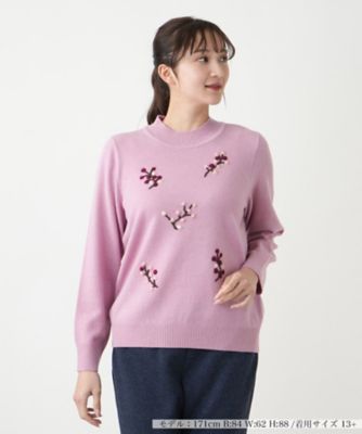 ＜Leilian plus house (Women/大きいサイズ)＞モチーフハイネックニット【Ｌｅｉｌｉａｎ　ＷＨＩＴＥ　ＬＡＢＥＬ】