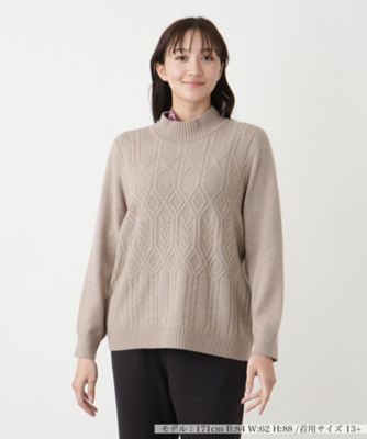 カシミヤハイネックニット【Leilian WHITE