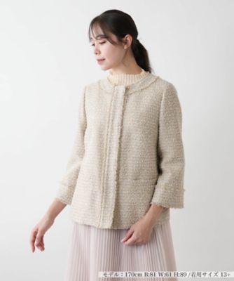 ＜Leilian plus house (Women/大きいサイズ)＞【店舗人気】ノーカラージャケット【ＢＯＵＲＧＥ】